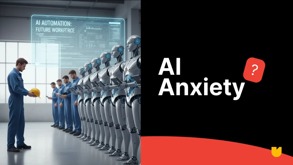 Tekanan efisiensi AI di era digital modern - ilustrasi pekerja menghadapi otomatisasi dan kecerdasan buatan